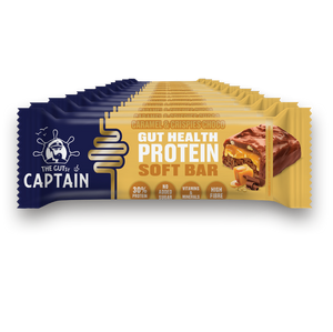 Barras Proteicas - Chocolate com Caramelo e Crocante 12x45gs (GUTsy Captain GUT HEALTH &  PROTEIN SOFT BAR)