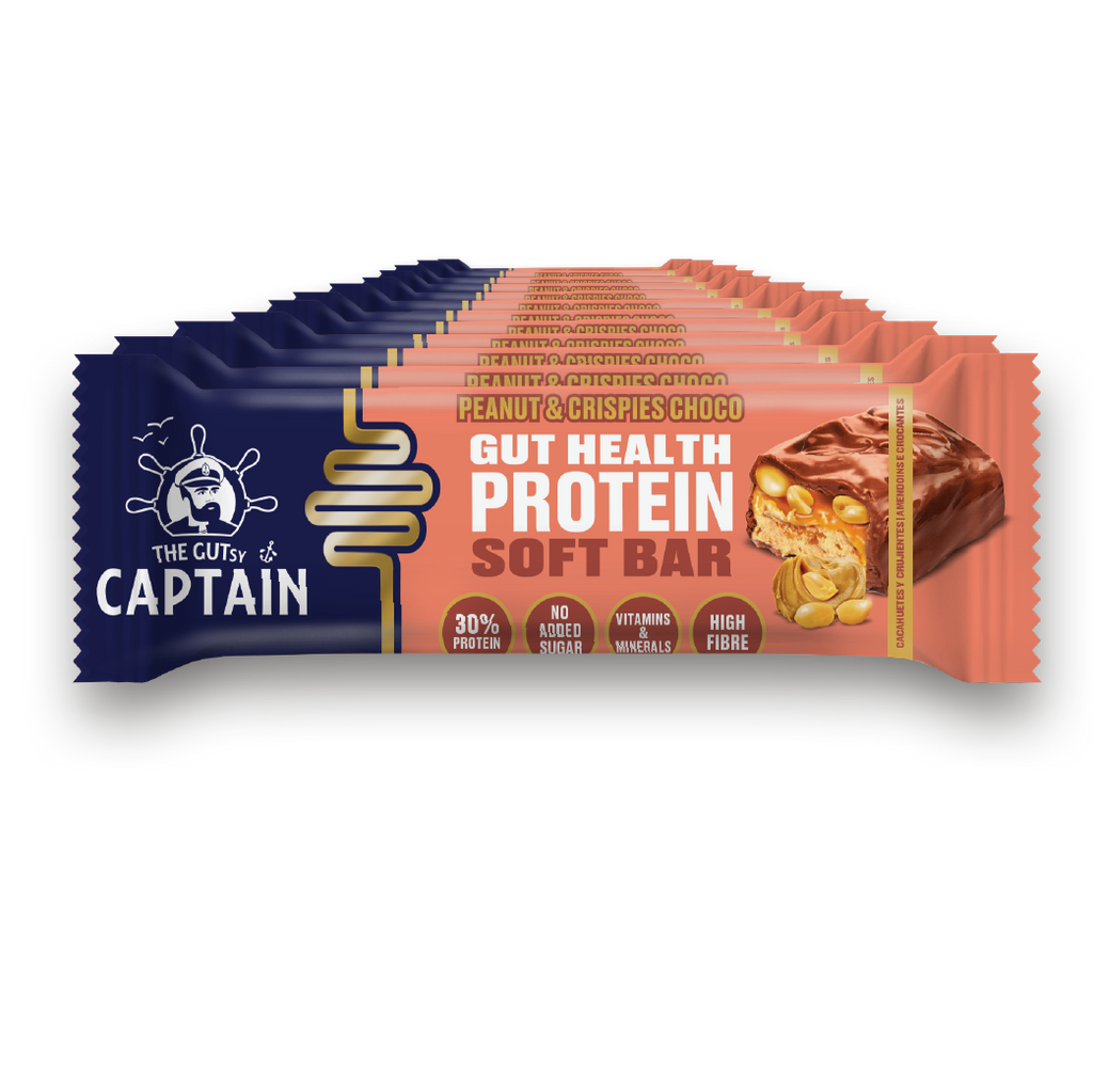 Barras Proteicas - Chocolate com Amendoins e Crocantes 12x45g (GUTsy Captain GUT HEALTH &  PROTEIN SOFT BAR)