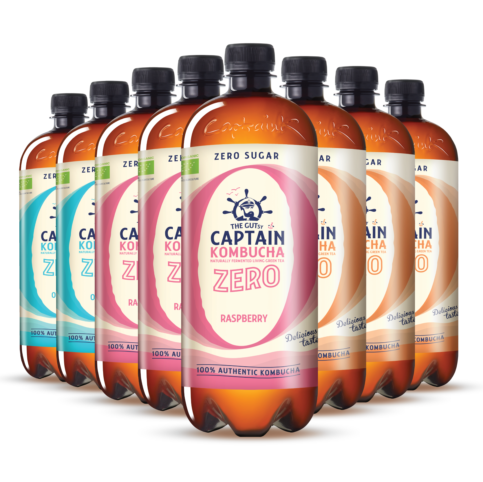GUTsy Captain Kombucha Zero - Pack Multi-Sabor 8x1L