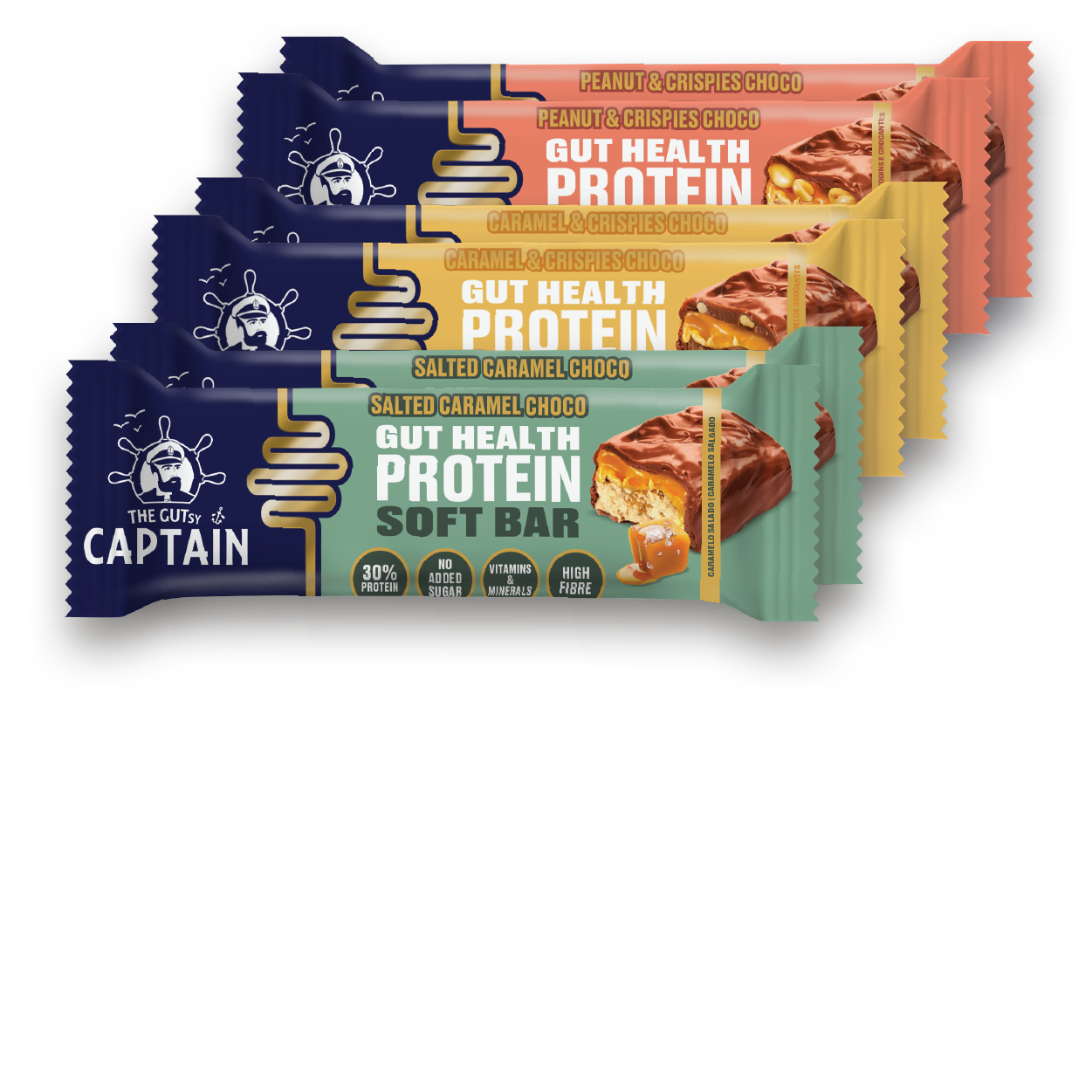 GUTsy Captain GUT HEALTH &  PROTEIN SOFT BAR - Pack Prova Multi-sabor 6x45g