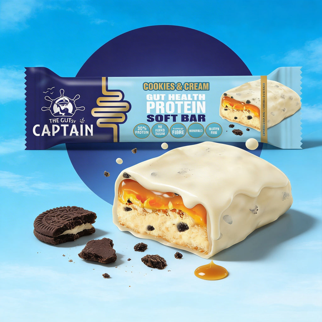 GUTsy Captain GUT HEALTH &  PROTEIN SOFT BAR - Cooekies & Cream 12x45g