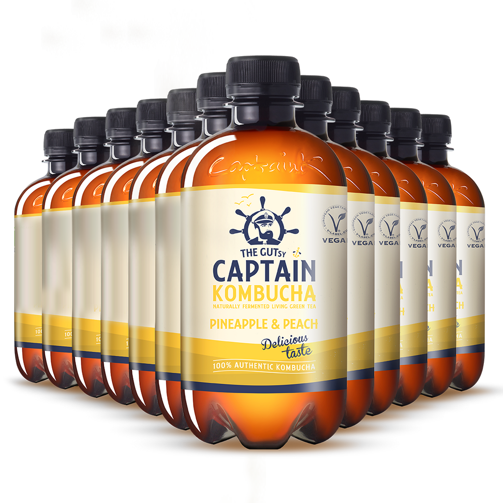 GUTsy Captain Kombucha Ananás e Pêssego 12x400mL