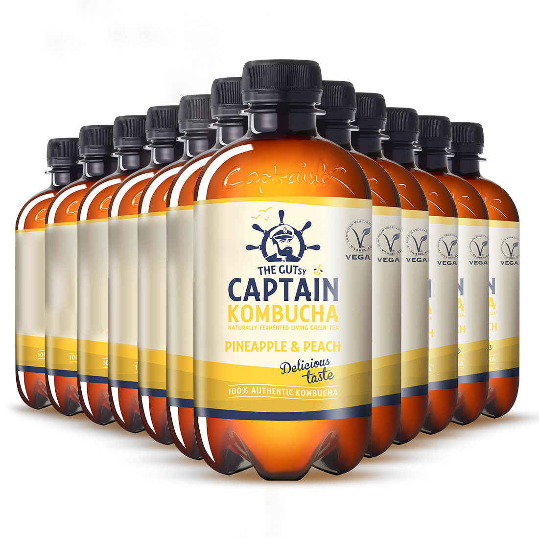 GUTsy Captain Kombucha Ananás e Pêssego 12x400mL