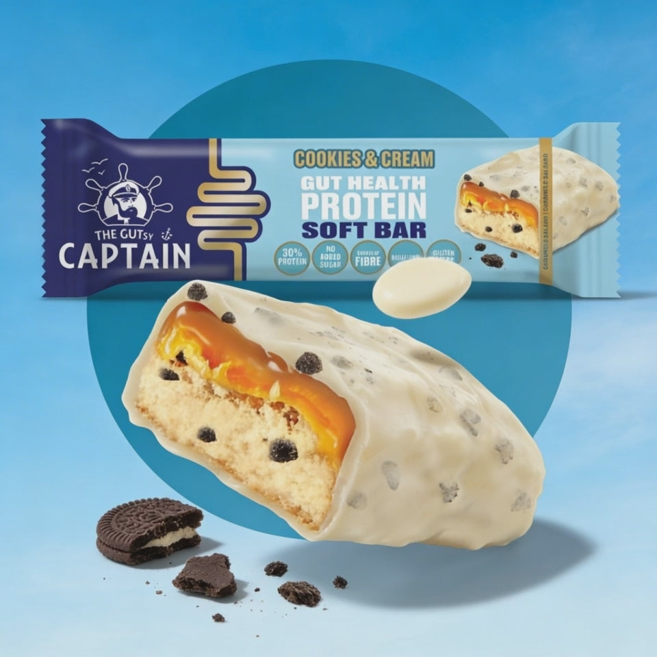 GUTsy Captain GUT HEALTH &  PROTEIN SOFT BAR - Cooekies & Cream 12x45g