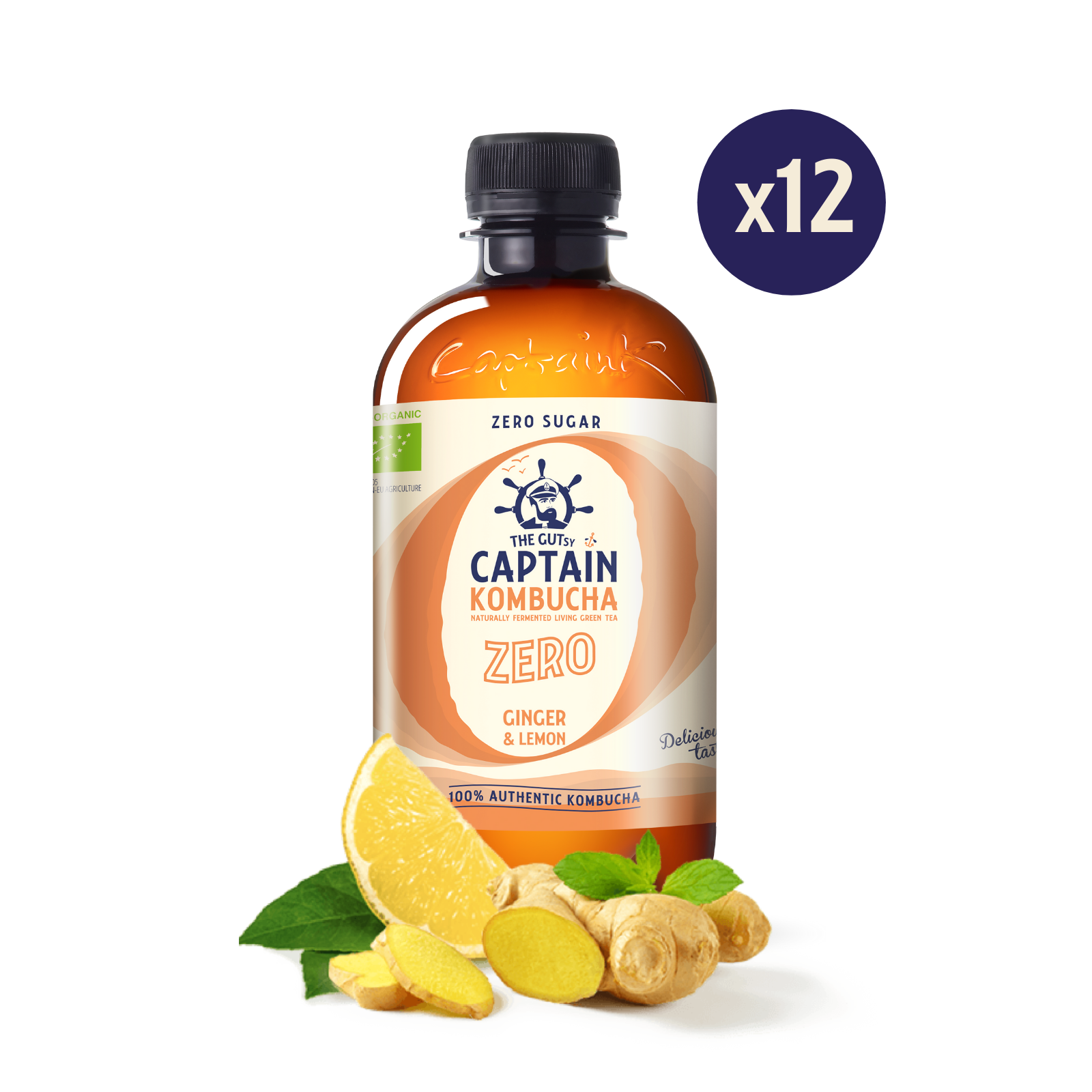 GUTsy Captain Kombucha Zero Gengibre e Limão 12x400mL