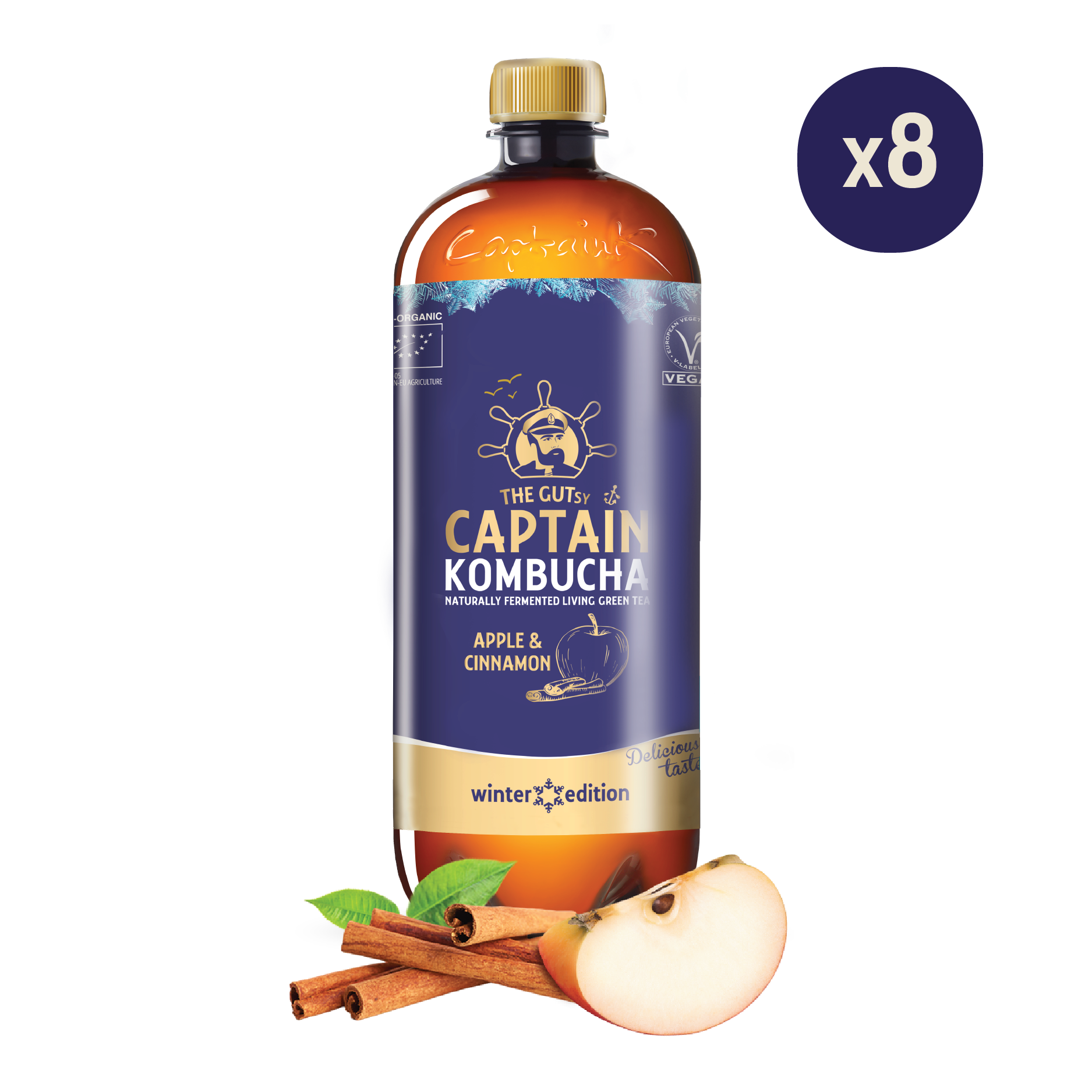 GUTsy Captain Kombucha Maçã e Canela - Winter Edition 8x1L