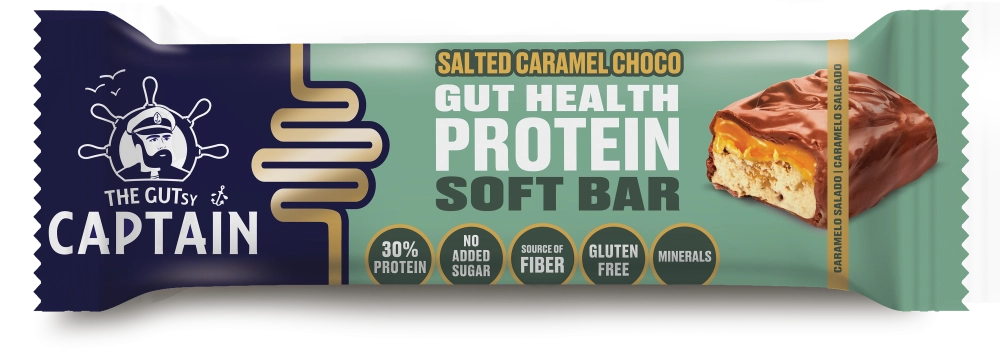 GUTsy Captain GUT HEALTH & PROTEIN SOFT BAR - Chocolate de Caramelo Salgado 