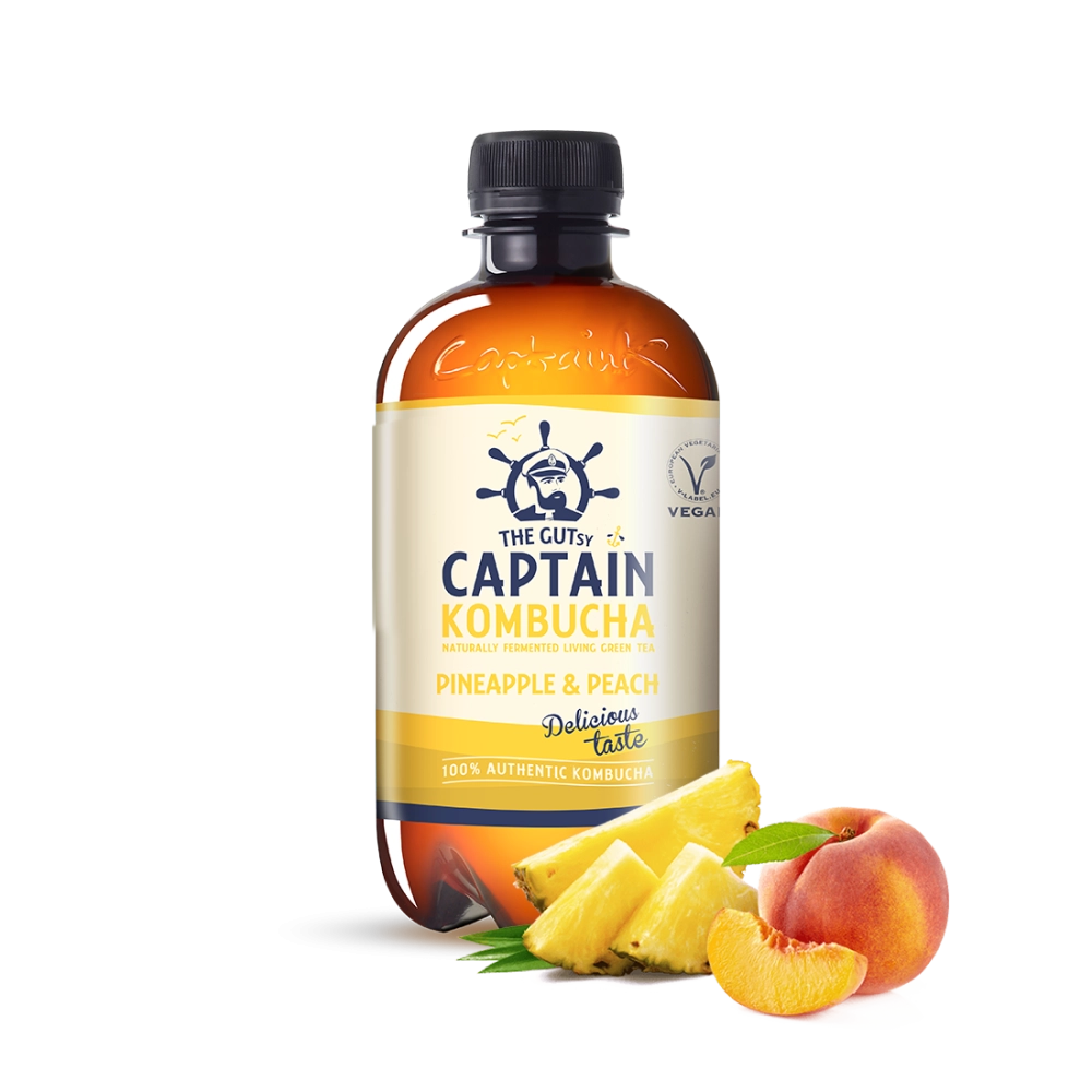 GUTsy Captain Kombucha Ananás e Pêssego 12x400ml